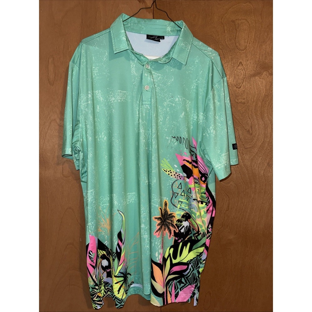 Sunday Swagger Polo Shirt Mens XL Tropical Graphic Golf Performance Stretch